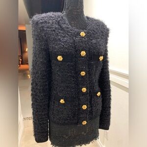 BALMAIN 4 Pocket Ribbed Tweed Cardigan Size 40